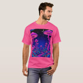 Glühende Psychedelic Mushroom Forest Night T-Shirt (Vorne ganz)
