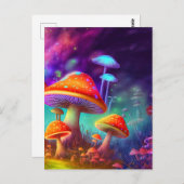 Glühende Psychedelic Mushroom-Illustration Postkarte (Vorne/Hinten)