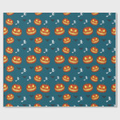 Glühende Pumpkin Bats Dunkles Aquamarin Spookes Ha Geschenkpapier (Flach)
