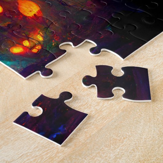 Glühende Pumpkin Halloween Magic Hexen Puzzle (Seite)