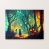 Glühende Pumpkin Halloween Magic Hexen Puzzle (Horizontal)