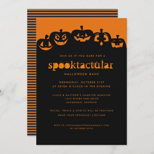 Glühende Pumpkins Halloween Bash Einladung (Vorne/Hinten)