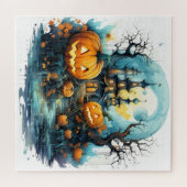 Glühende Pumpkins nach dem Mondlicht Puzzle (Horizontal)