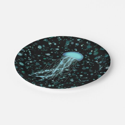 Glühende Qualle Pappteller (Schrägansicht)