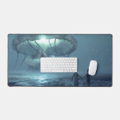 Glühende Quallenwolke über dem Meeresstrand Schreibtischunterlage (Tastatur & Maus)