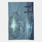 Glühende Quallenwolke über Meeresblau Geschirrtuch (Vertikal)