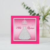 Glühende Quinceanera Einladung heißen rosa Weiß (Stehend Vorderseite)