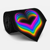 Glühende Rainbow Heart Necktie Krawatte (Gerollt)
