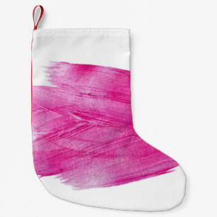 Glühende Rosa Folie: Wasserfarbe Abstrakt Kleiner Weihnachtsstrumpf