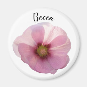 Glühende rosa Hollyhock-Blume Personalisiert Magnet