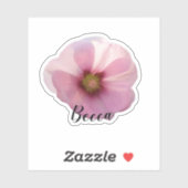 Glühende Rosa Hollyhock Blume Personalisiert Vinyl Aufkleber (Blatt)