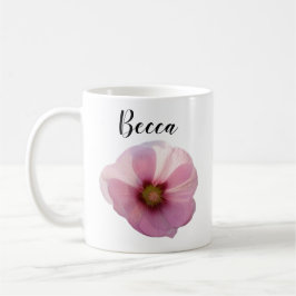 Glühende, rosa Hollyhock-Blume personalisierte Mug Kaffeetasse