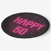 Glühende Rosa Neon Sigh zum 50. Geburtstag Pappteller (Schrägansicht)