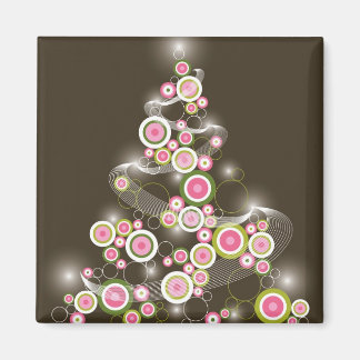 Glühende rosa Retro-Kreise Abstrakter Weihnachtsba Magnet