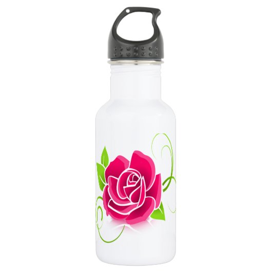 Glühende Rosa Rose Edelstahlflasche (Vorderseite)