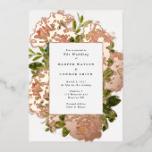 Glühende Rose Goldene romantische Hochzeit im Wass Folieneinladung (Vorderseite)