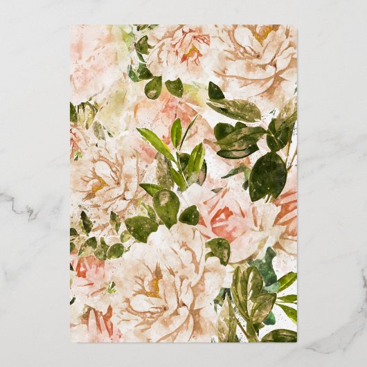 Glühende Rose Goldene romantische Hochzeit im Wass Folieneinladung (Rückseite)