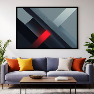 Glühende rote abstrakte konkrete geometrische Kuns Poster