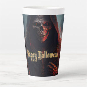 Glühende rote Augen Sensenmann Halloween Kunst Milchtasse