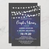 Glühende Saitenleuchten Deep Blue Couple's Dusche Einladung (Vorne/Hinten)