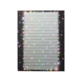 Glühende, schlanke Regenbogensteine im Weltraum Notizblock (Rotiert)