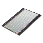 Glühende, schlanke Regenbogensteine im Weltraum Notizblock (angewinkelt)