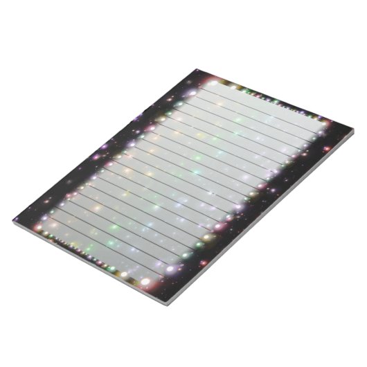 Glühende, schlanke Regenbogensteine im Weltraum Notizblock (angewinkelt)