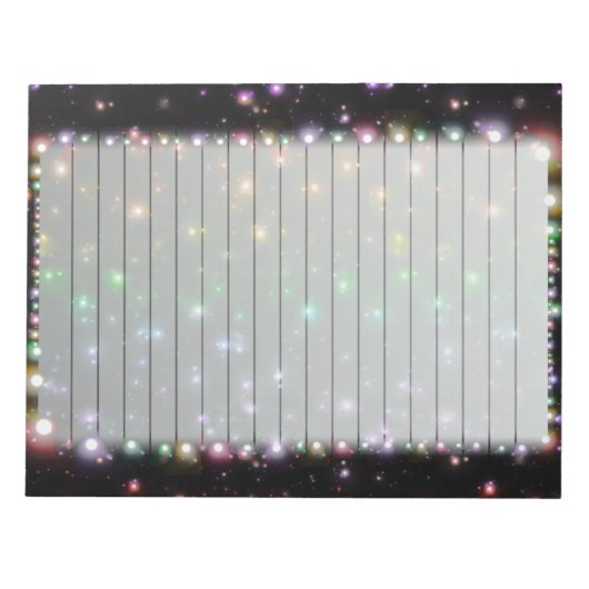 Glühende, schlanke Regenbogensteine im Weltraum Notizblock (Vorderseite)