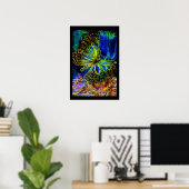 Glühende Schmetterlinge und Blume Poster (Heimbüro)