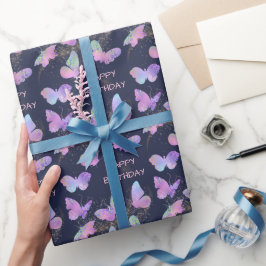 Glühende Schmetterlinge zum Geburtstag Geschenkpapier