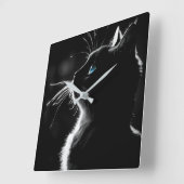 Glühende schwarze Katze Quadratische Wanduhr (Winkel)