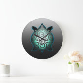 Glühende Silhouette Snapper Turtle Große Wanduhr (Zuhause)