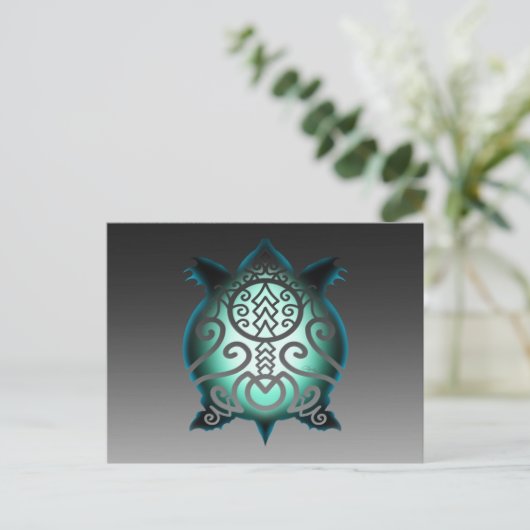 Glühende Silhouette Snapper Turtle Postkarte (Stehend Vorderseite)