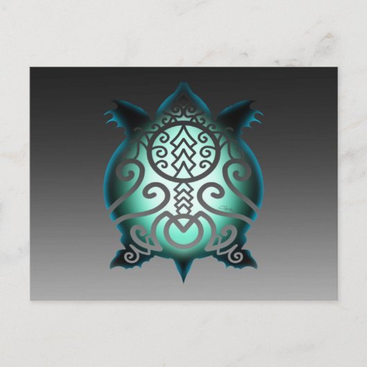 Glühende Silhouette Snapper Turtle Postkarte (Vorderseite)