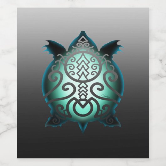 Glühende Silhouette Snapper Turtle Weinetikett (Einzelnes Label)