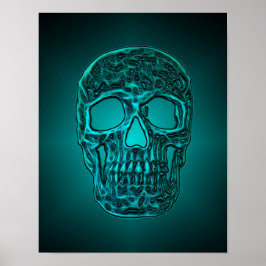 Glühende Skull Gothic Aquamarin Green Cool Beängst Poster