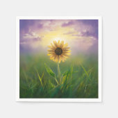 Glühende Sonnenblume auf grasbedecktem Feld Serviette (Vorderseite)