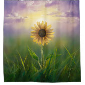 Glühende Sonnenblume auf grüner Wiese Duschvorhang (Vorderseite)