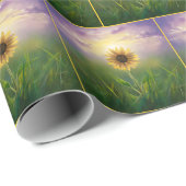 Glühende Sonnenblume auf grüner Wiese Geschenkpapier (Rolleneckpunkt)