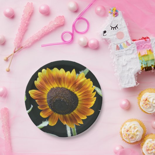 Glühende Sonnenblumenpapierplatte Pappteller (Party)