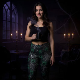 Glühende Spinnen giftig grün - gruselig coole Legg Leggings
