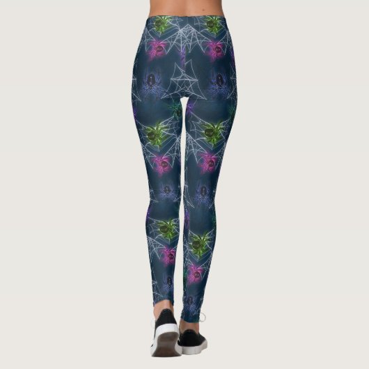 Glühende Spinnen Regenbogen farbenfrohe Arachnid-A Leggings (Rückseite)