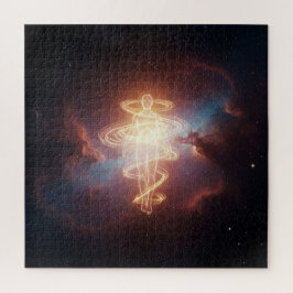 Glühende spirituelle Einheit im Universum Puzzle