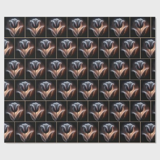 Glühende Tulip mit Regentropfen Geschenkpapier (Flach)