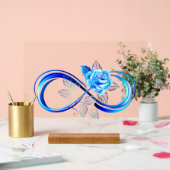 Glühende Unendlichkeit mit blauer Rose Acrylschild (Hochzeit)