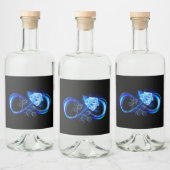 Glühende Unendlichkeit mit blauer Rose Alkoholflaschenetikett (Flaschen)