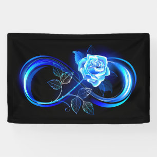 Glühende Unendlichkeit mit blauer Rose Banner