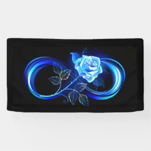 Glühende Unendlichkeit mit blauer Rose Banner
