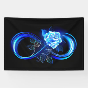 Glühende Unendlichkeit mit blauer Rose Banner