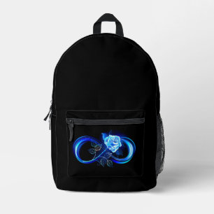 Glühende Unendlichkeit mit blauer Rose Bedruckter Rucksack